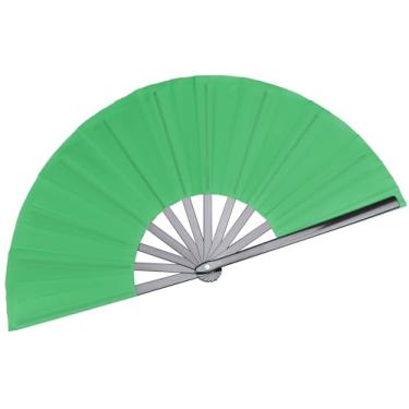 Imagem de HONSHEN Ventilador de desempenho de mão dobrável verde Ventilador de tecido de nylon 33 cm (verde)