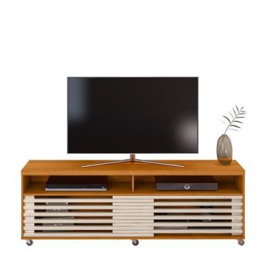 Imagem de Rack Bancada Sala Estar TV Até 65 Polegadas 2 Portas De Correr 4 Rodíz