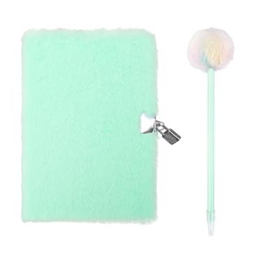 Imagem de Biiange Caderno de pelúcia, caderno de pelúcia com cadeado, diário secreto de pele sintética, cadernos adoráveis, para meninas e adolescentes, bloco de anotações felpudo A5 forrado com 160 páginas (1