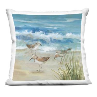 Imagem de Stupell Industries Almofada Beach Sandpiper Gathering com estampa interna, 45 x 18 x 46, azul