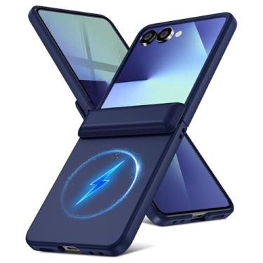 Imagem de YSLBWLE Capa para Samsung Galaxy Z Flip 7 com proteção de dobradiça e carregamento magnético e fina, capa de telefone de proteção militar de corpo inteiro para Galaxy Z Flip 7 azul escuro 29-zflip7-03