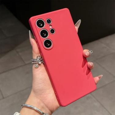 Imagem de Capa para Samsung S24FE em silicone líquido, cor de doces, à prova de choque, macia e completa (para Samsung S24FE/vermelho)