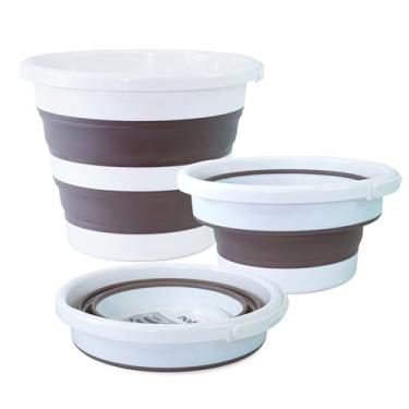 Imagem de Balde Retrátil Dobrável 12L para Roupas e Limpesa de Casa Pratico Designe Moderno Menor Espaço Mais Capacidade (Cinza)