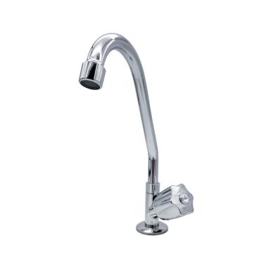 Imagem de Torneira Cozinha Bica Móvel Metal Bancada Mesa Cromada Luxo