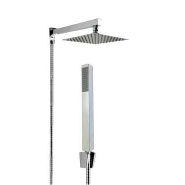 Imagem de Ducha Chuveiro Cromado Quadrado 20x20 com Desviador - Casa e Ralo