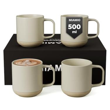 Imagem de MIAMIO Conjunto de 4 canecas de café / xícaras de cerâmica para café (500 ml), cappuccino, latte macchiato, chá, expresso/lava-louças e micro-ondas – Coleção Sierra