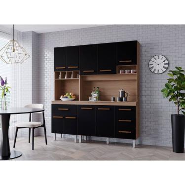 Imagem de Cozinha Vitória 180m com Paneleiro - Savana/Preto Móblis