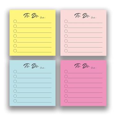 Imagem de RAINBAM Conjunto de notas adesivas coloridas com 4 blocos/200 folhas, 3 x 3, adoráveis blocos de notas de desenho animado com alto adesivo, notas reutilizáveis para agendas, escritório, escola, casa