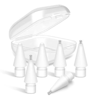 Imagem de HAUXGOGO Pontas de substituição para Apple Pencil 1ª/2ª geração [6 peças] – Acessórios para pontas iPencil de POM premium e pontas de metal lisas e duráveis