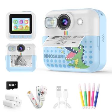 Imagem de Câmera infantil com impressão instantânea, câmera de vídeo digital selfie para crianças com papel de impressão e cartão 32G, presentes de aniversário de Natal para meninas e meninos de 3 a 14 anos