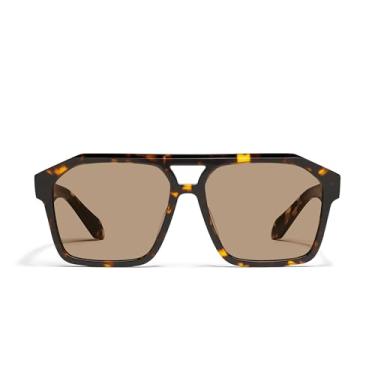 Imagem de QUAY - Óculos de sol masculinos, lentes aviador com proteção UV (Soundcheck, amarelo tartaruga/bronzeado)