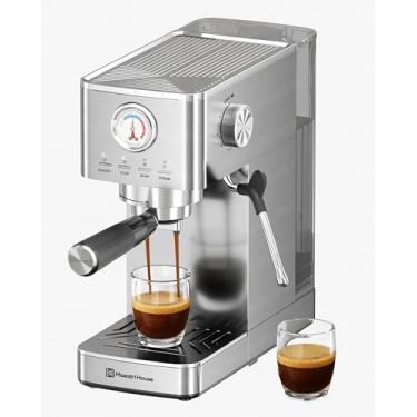 Imagem de Maestri House Máquina de café expresso ULKA de 20 bar, máquina de café expresso compacta, medidor de fluxo embutido, espumador de leite a vapor, tanque de água removível, máquina de café de aço