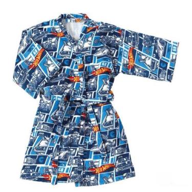 Imagem de Roupão Aveludado 100% Algodão hot wheels Tamanho G Dohler, Azul, G