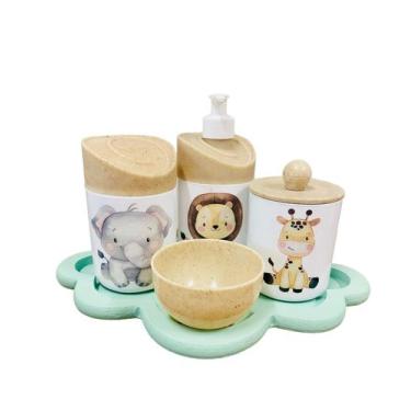 Imagem de Kit Higiene Bebê Safari Sortido c/bandeja nuvem verde - Dóia Kids , ma
