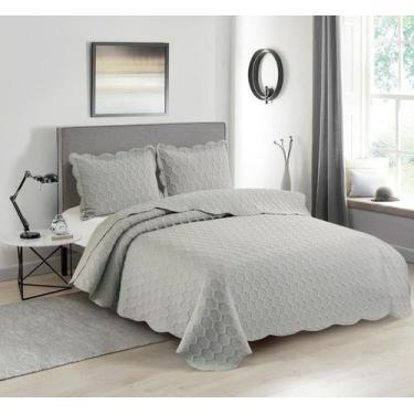 Imagem de Colcha Ilusion Favo 3D Queem Dupla Face Porta Travesseiro - Camesa, Ca