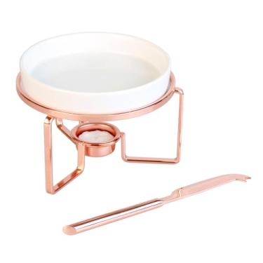 Imagem de Rechaud para queijo brie em cerâmica com faca em aço inox D16xA11,5cm rose