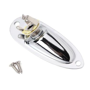 Imagem de WLDJXLGL Conector de entrada de guitarra estilo barco 1/10.2 cm, placa de soquete, saída, peças carregadas, conector de guitarra para Fender Stratocaster Strat St Mono para peças de reposição de