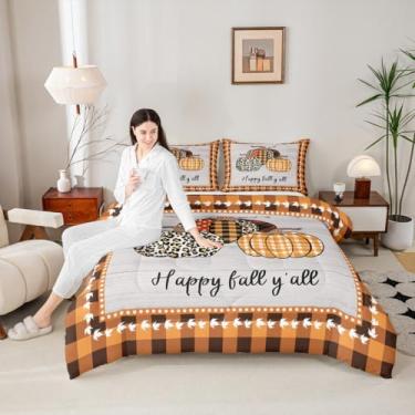 Imagem de Conjunto de edredom infantil de colheita de outono, estampa de leopardo, decoração de quarto/cabana, para meninos e meninas, adultos, edredom campestre, 3 peças, 2 fronhas