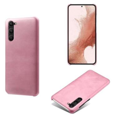 Imagem de Capa para Samsung Galaxy S24 PRO,Proteção contra quedas,Casca de volta de cor sólida simples,Design de couro de imitação de plástico-Pink
