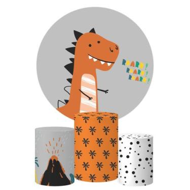 Imagem de Trio Capa Cilindro + Painel Redondo Dino Rar - DECORANDO E GRUDANDO