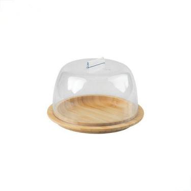 Imagem de Porta Queijo Queijeira Madeira Bambu Com Tampa Sense Ou