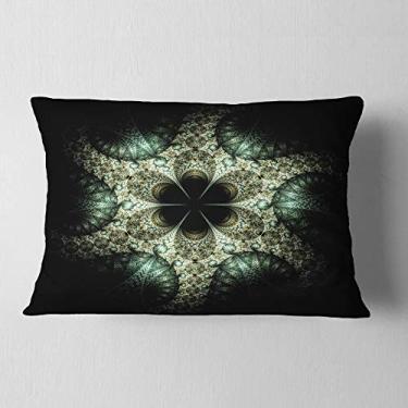 Imagem de Designart - Lombar abstrato de flor fractal amarela e verde, sala de estar, sofá, enchimento de almofada + capa de almofada impressa em ambos os lados 30,5 x 50,8 cm