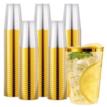 Imagem de Copos descartáveis JOLLY CHEF de plástico dourado de 12 onças (pacote 