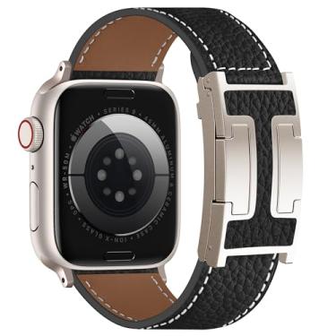 Imagem de Charlam Pulseira magnética de couro, compatível com Apple Watch séries 11/10/9/8/7/6-1/Ultra 3/SE3 de 40 mm, 38 mm, 41 mm, 42 mm, 44 mm, 45 mm, 46 mm e 49 mm