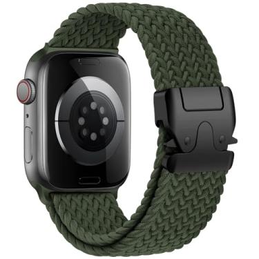 Imagem de Pulseira Trançada de Nylon Estilo Militar Compatível com Apple Watch Ultra 49mm, Series 10/9/8/7/6/5/SE – Correia Ajustável Parachute Strap 41mm 42mm 44mm 45mm 46mm (Army green, 42 44 45 49 S10-46mm)