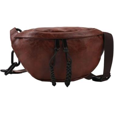 Imagem de Bolsa De Cintura De Couro Macio Para Senhoras Fanny Pack Bolsa De Ombro Cinto Bolsas De Peito Crossbody, Coffee