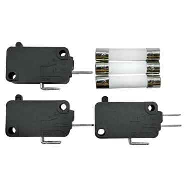 Imagem de Mogankey KW3A Conjunto de interruptores de porta de forno micro-ondas 16A 125/250V Interloc de porta normalmente aberto e 3 pés de inserção W10727360 W10269460 SZM-V16-FC-61 SZM-V16-FC-63 com fusíveis