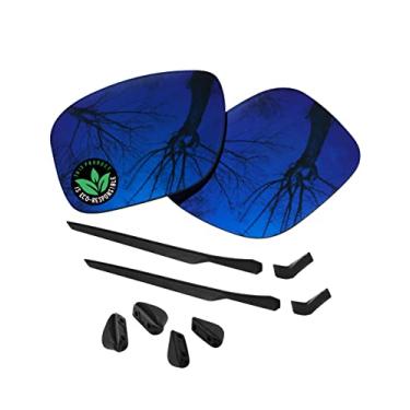 Imagem de Raydi Lentes de reposição de policarbonato e kits de borracha para óculos de sol Oakley Mainlink XL OO9264 - Trail Blue Mirror - Polarizado