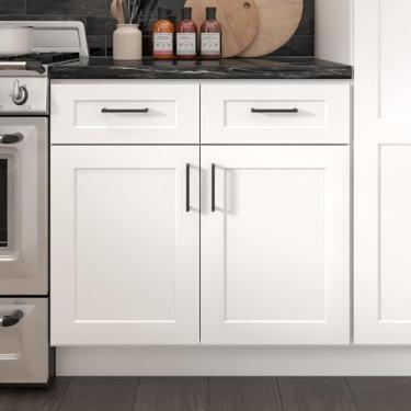 Imagem de Furinno Armário de cozinha com base de gaveta coqueteleira com 2 portas, pronto para montar, 61 cm P x 83 cm L x 87 cm A, branco