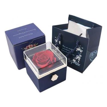 Imagem de Preserved Eternal Rose + caixa de presente+bolsa para presente de Nata