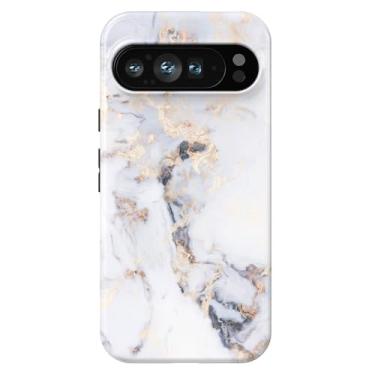 Imagem de Obbii Compatível com Google Pixel 10 Pro XL, capa protetora 2 em 1 fina, resistente, híbrida, rígida, de silicone macio, amortecedor, antiarranhões, 17,3 cm (mármore dourado branco)