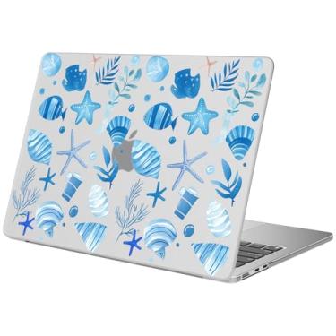 Imagem de BlHMCASE Compatível com MacBook Air de 15 polegadas 2025 2024 2023 versão M3 A3114 M2 A2941, linda capa protetora azul estrela-do-mar fosca para Mac Air 15
