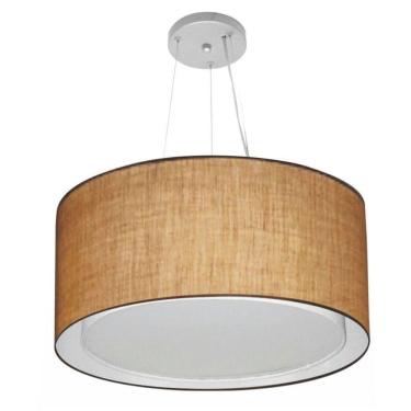 Imagem de Lustre Pendente Cilíndrico Duplo Vivare Md-4300 Cúpula Em Tecido 50x30cm - Bivolt Palha...