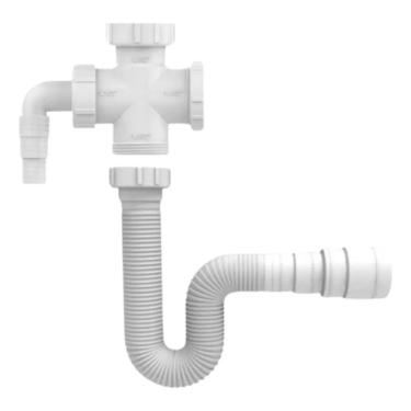 Imagem de 2X Conexão Pia Maquina Lavar Louça Roupa Cruzeta 1.1/2 E Sif