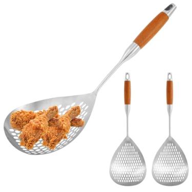 Imagem de Tzdxfgl Escumadeira escumadeira, 2 unidades de aço inoxidável, coador de aranha, escumadeira, escumadeira, colher para fritar e cozinhar, colher de coador, escorredor de cozinha