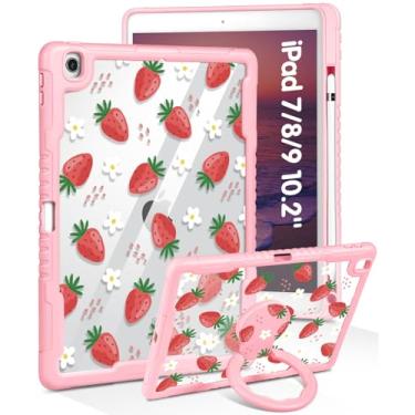 Imagem de Uppuppy Capa para iPad 9ª/8ª/7ª geração, para iPad Air 3/Pro 10.5 2017 – Mulheres meninas bonitas com suporte para lápis e suporte morango design feminino para iPad 9/8/7 gerações, Air3, Pro 10,5