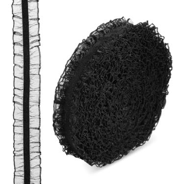 Imagem de Fita de renda preta com acabamento de babados de 2,5 cm (1 pol)/25 mm plissada, borda de renda, dupla cetim, fita elástica com babados reunidos para costurar, casamentos, vestidos de noiva, colarinhas