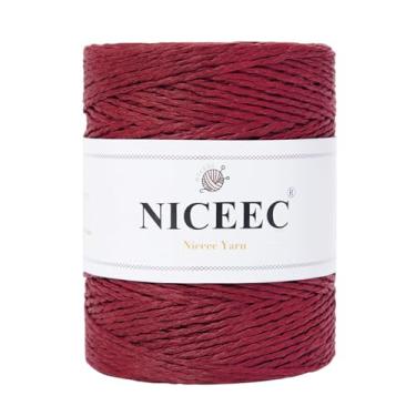 Imagem de NICEEC 1 novelo de papel para crochê, fácil de crochê, fio de ráfia para chapéu de sol e decoração de casa DIY - 150 g/262 m - vermelho