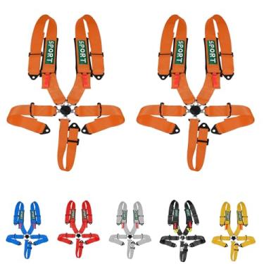 Imagem de DING.PAI 2 peças arnês de corrida de 5 pontos certificado SFI com ultra resistente, almofada de ombro de 7,6 cm, mecanismo de trava de liberação rápida, adequado para carros esportivos, kart, UTV ATV