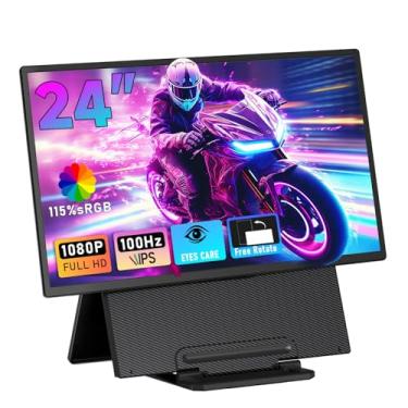 Imagem de Extensor de tela de laptop de 23,9 polegadas, 1080p FHD, monitor portátil IPS com suporte destacável giratório e VESA, extensor de monitor de laptop ajustável em altura, plug-play para Windows/Mac