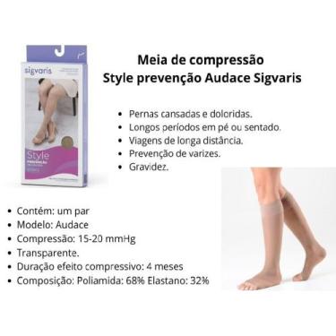 Imagem de Meia Sigvaris Audace 15-20mmhg 3/4 120A Ponteira Aberta, M, Natural Es