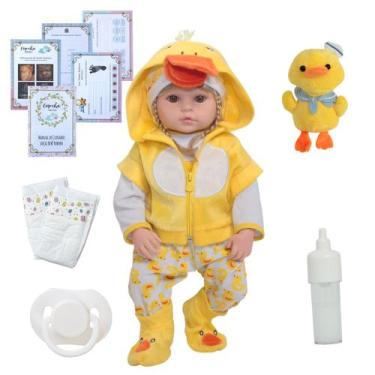 Imagem de Bebê Reborn Menina Patinho Corpo de Silicone Com Acessórios - Cegonha 
