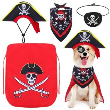 Imagem de Conjunto de fantasias para cães piratas Huhumy com chapéu, bandana, ca