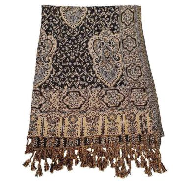 Imagem de Pashmina Estampada 100% Viscose Preto 70Cmx200Cm