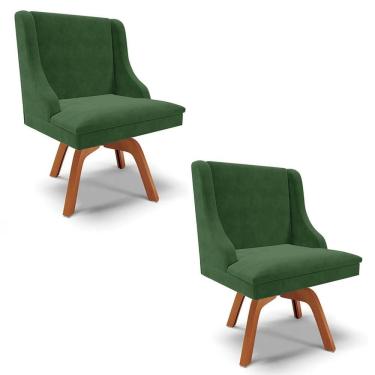 Imagem de Kit 2 Cadeiras Estofadas Giratória para Sala de Jantar Lia Suede Verde - Ibiza