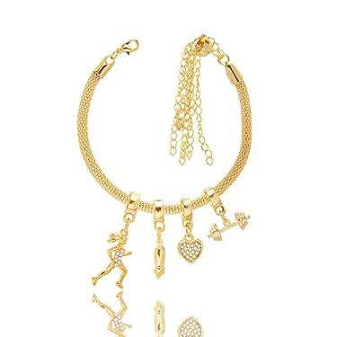 Imagem de Pulseira Berloque Fitness Folheada A Ouro 18k